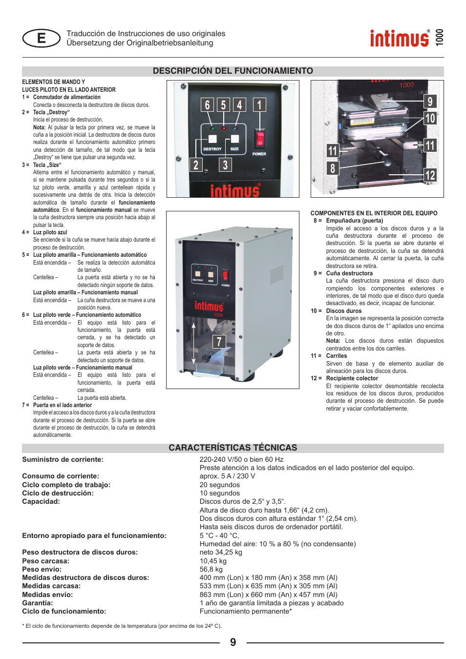 intimus Crusher 1000 User Manual | Page 9 / 12