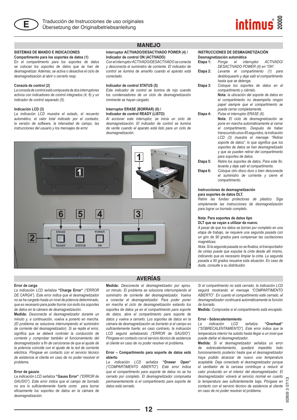 Manejo averías | intimus Degausser 20000 User Manual | Page 12 / 16