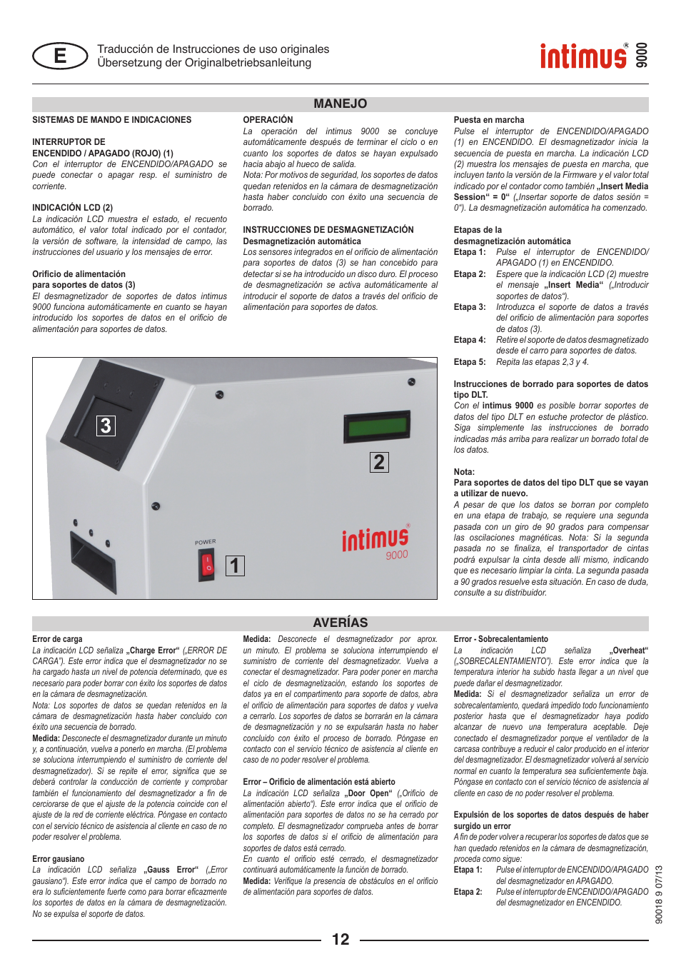 Manejo averías | intimus Degausser 9000 User Manual | Page 12 / 16