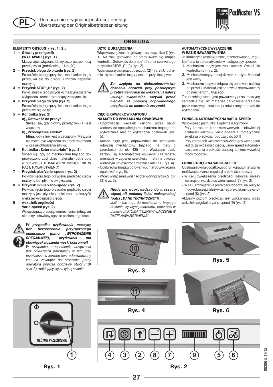 Pacmaster vs | intimus PacMaster S User Manual | Page 27 / 36