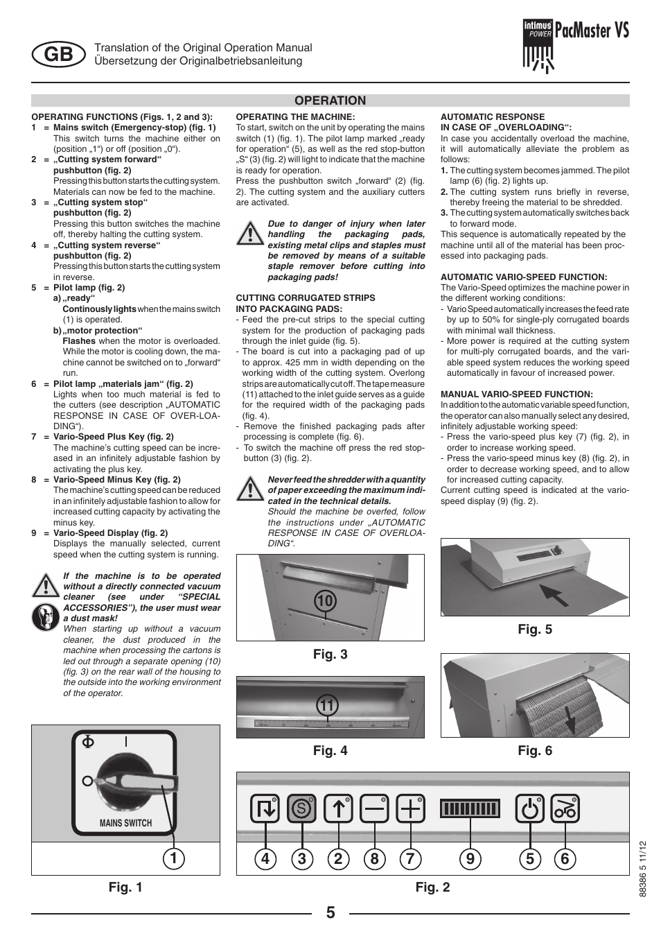 Pacmaster vs, Fig. 2, Fig. 6 fig. 5 | Fig. 4, Fig. 3, Fig. 1 | intimus PacMaster S User Manual | Page 5 / 36