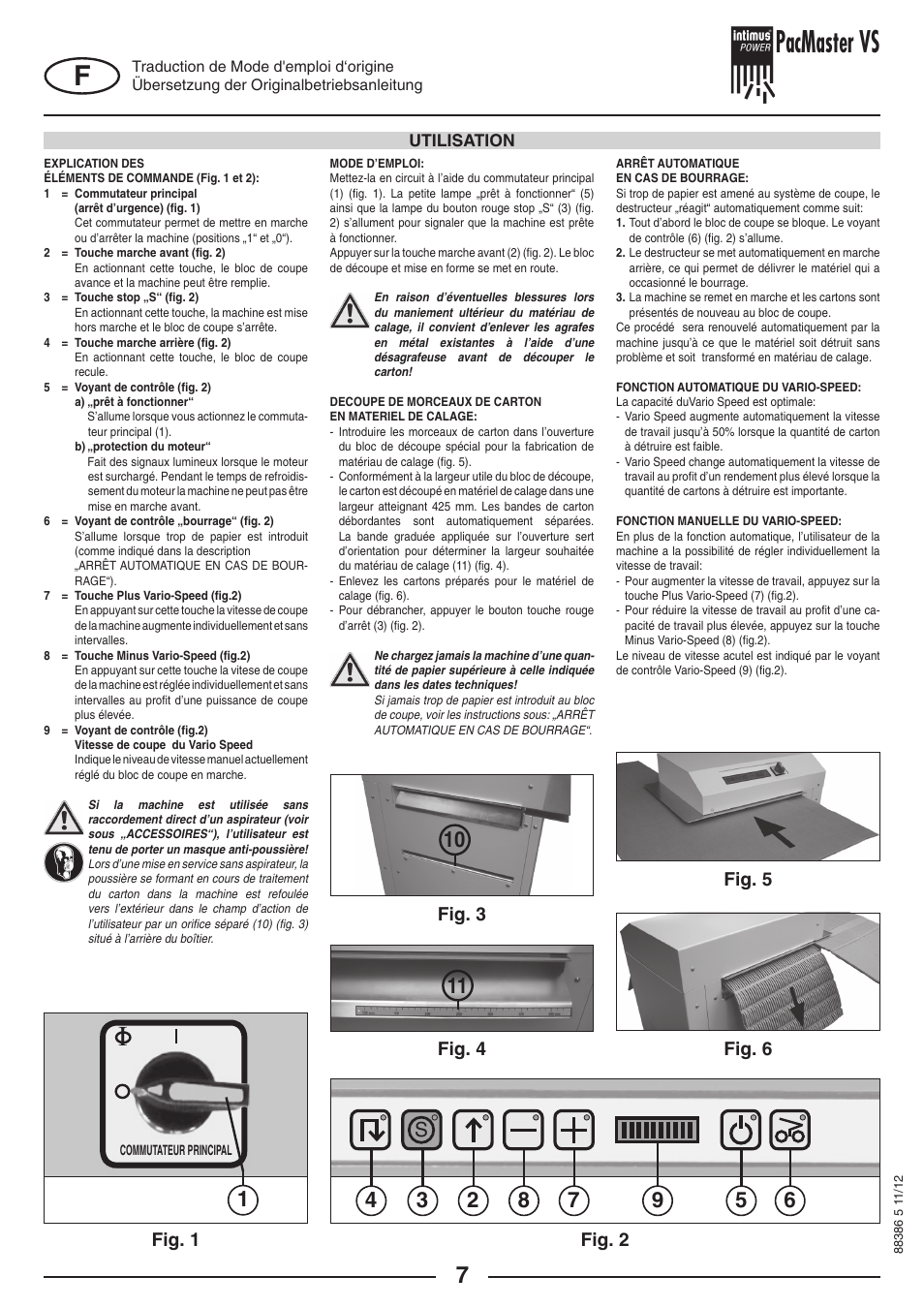 Pacmaster vs, Fig. 2, Fig. 6 fig. 5 | Fig. 4, Fig. 3, Fig. 1 | intimus PacMaster S User Manual | Page 7 / 36