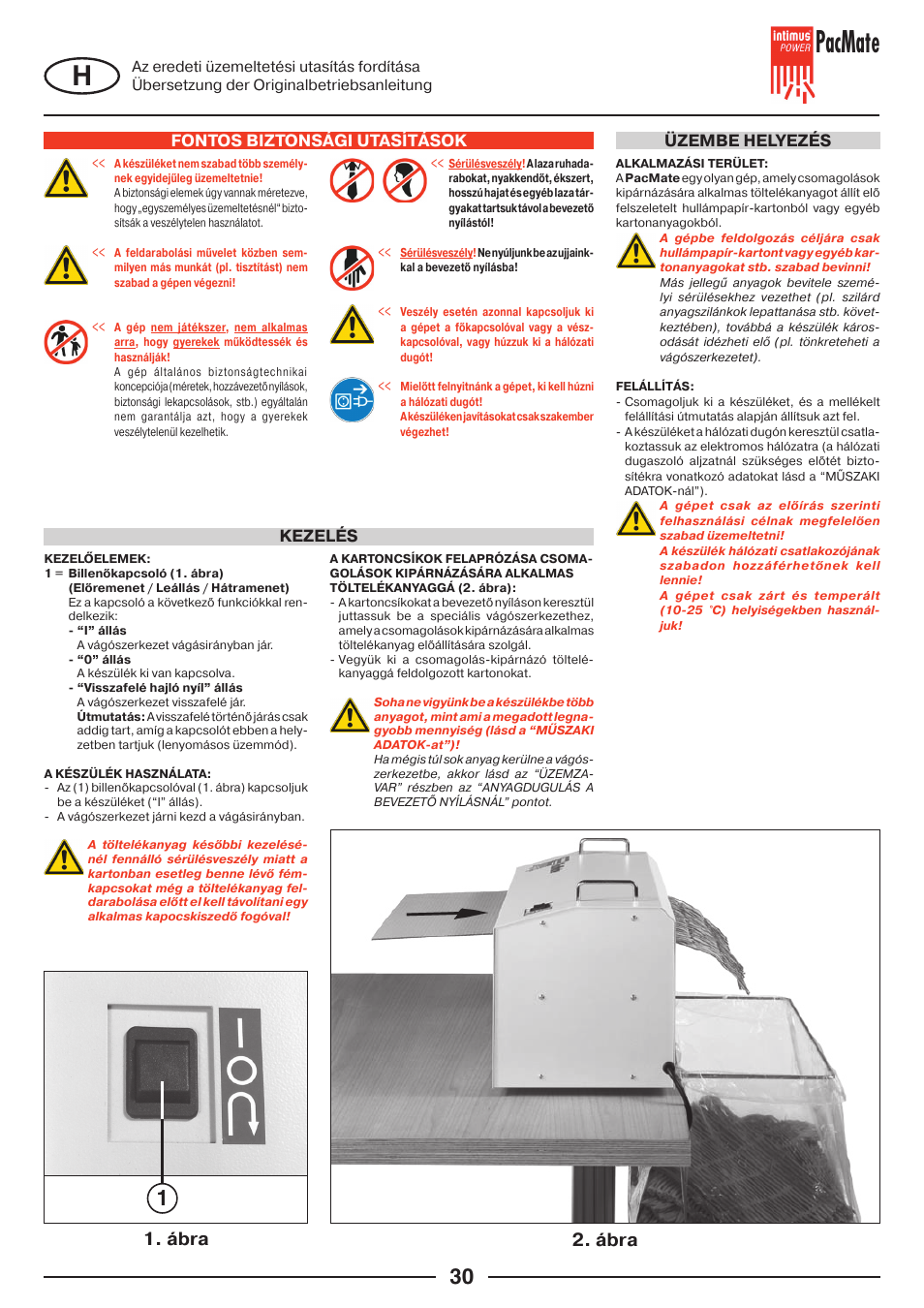 Pacmate, Ábra 2. ábra, Fontos biztonsági utasítások | Üzembe helyezés kezelés | intimus PacMate User Manual | Page 30 / 36