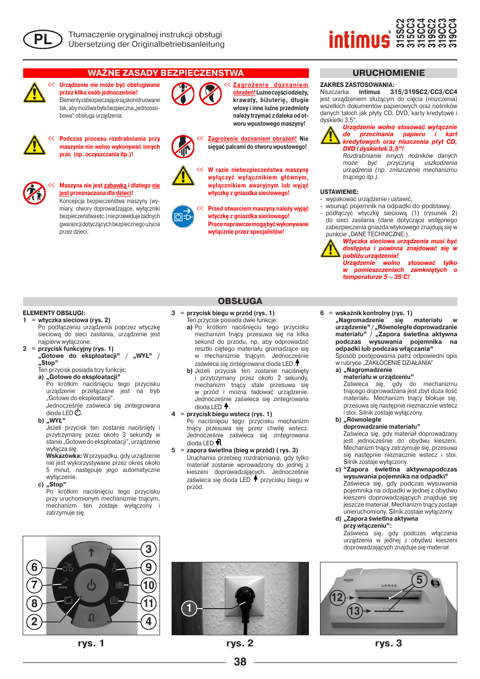 Rys. 1 rys. 2 rys. 3 | intimus 319 User Manual | Page 38 / 56