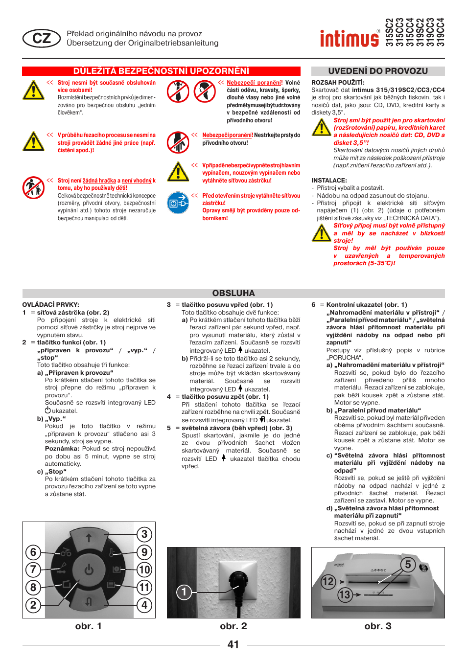 Obr. 1 obr. 2 obr. 3 | intimus 319 User Manual | Page 41 / 56