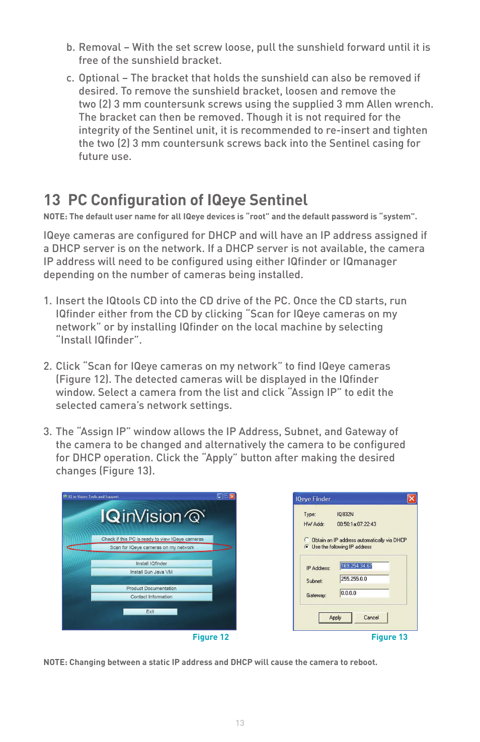 13 pc configuration of iqeye sentinel | IQinVision Sentinel Series User Manual | Page 13 / 20