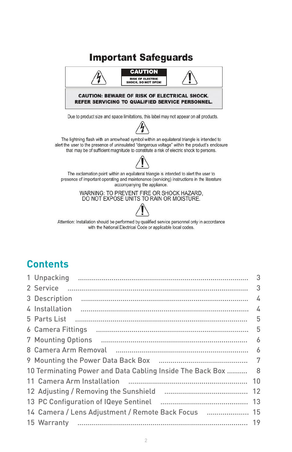 IQinVision Sentinel Series User Manual | Page 2 / 20