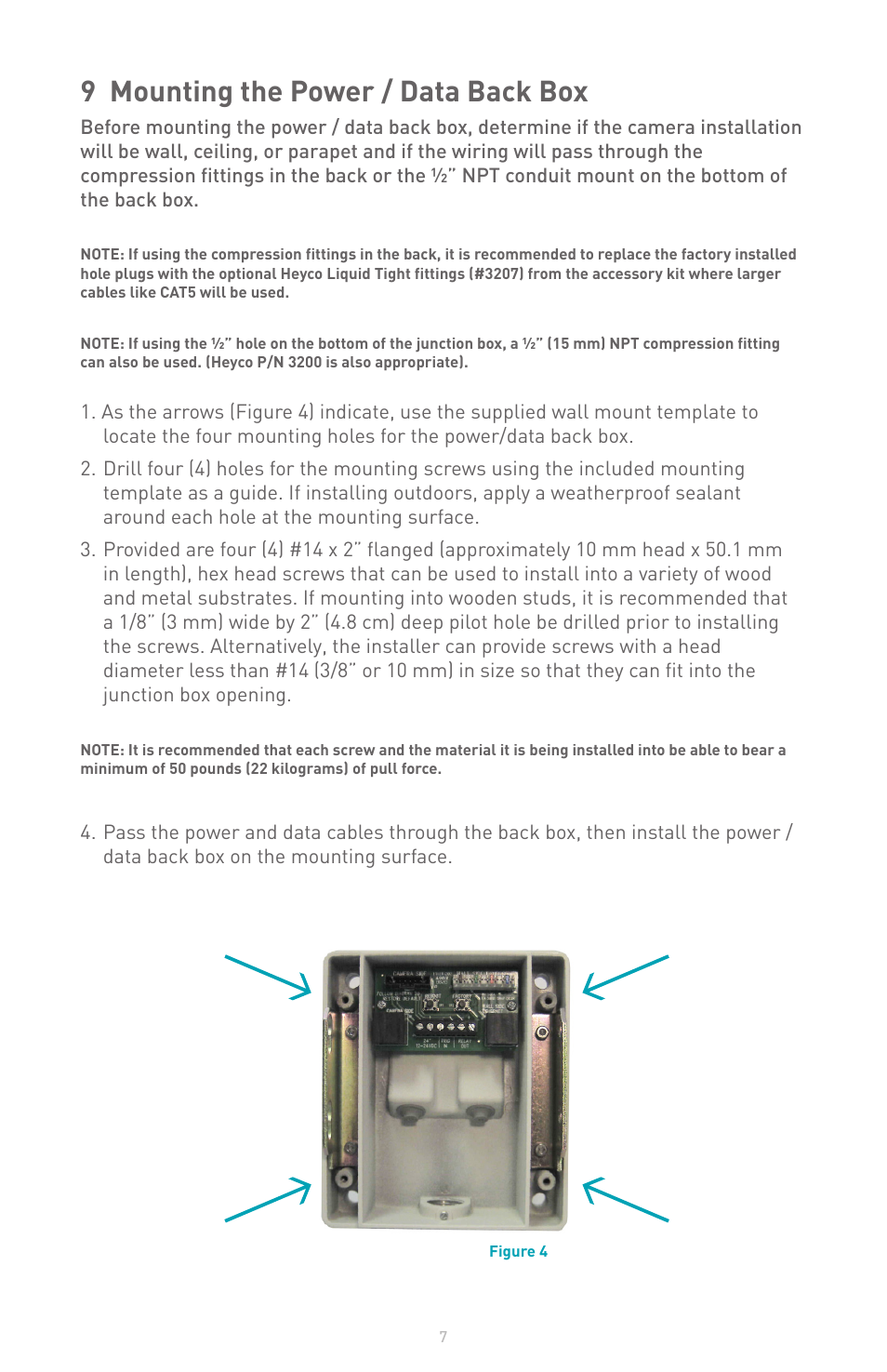 9 mounting the power / data back box | IQinVision Sentinel Series User Manual | Page 7 / 20