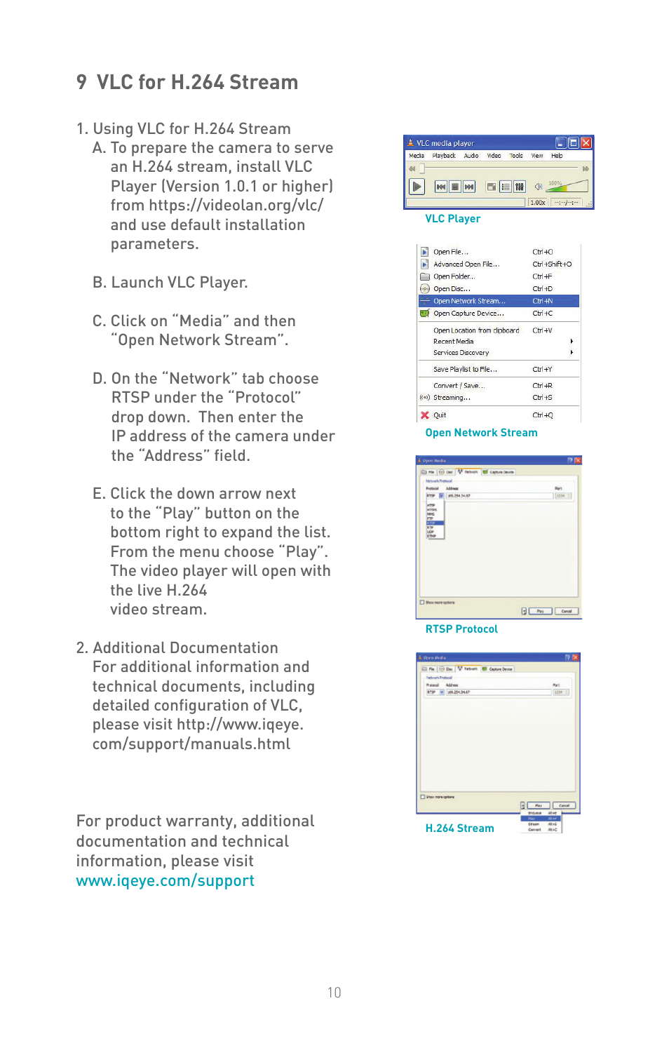9 vlc for h.264 stream | IQinVision Alliance-mini Series IQD3x User Manual | Page 10 / 12