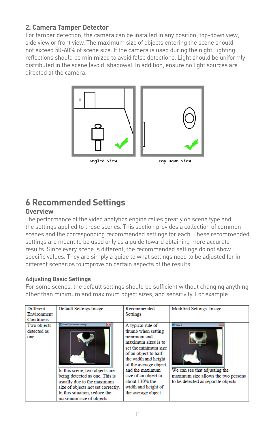 6 recommended settings | IQinVision IQanalytics User Manual | Page 11 / 14