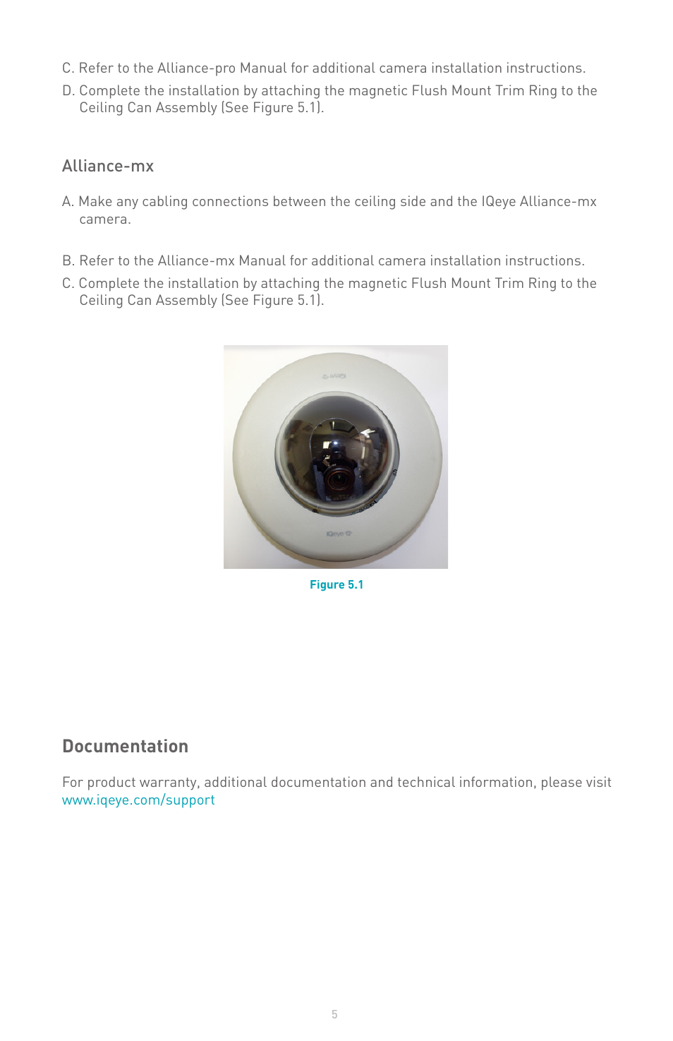 Documentation, Alliance-mx | IQinVision Alliance Series Flush Mount User Manual | Page 5 / 8