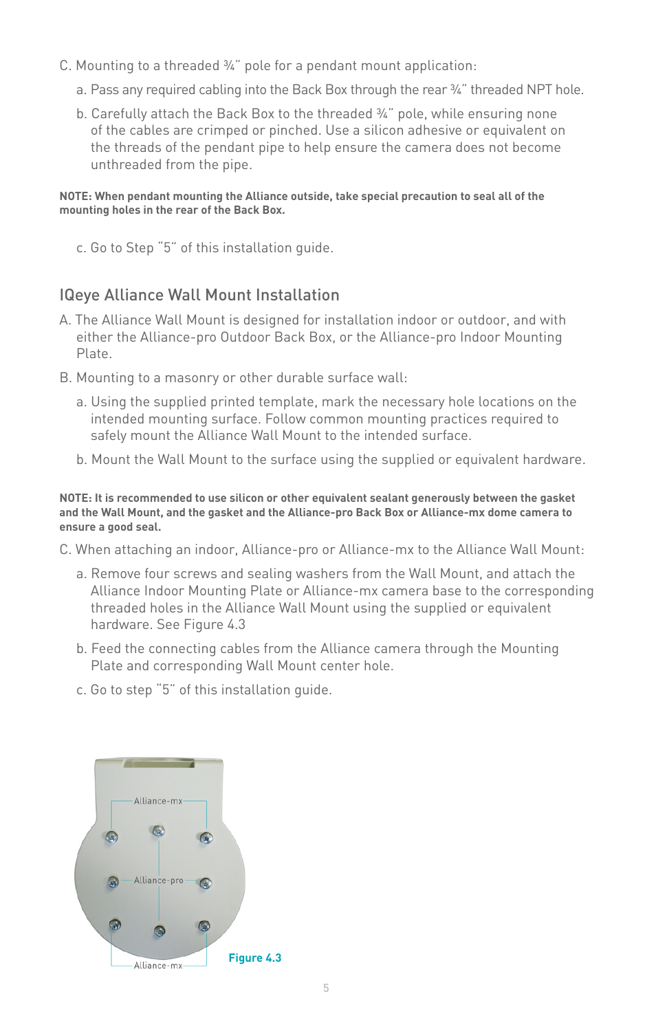 Iqeye alliance wall mount installation | IQinVision Alliance-pro Backbox User Manual | Page 5 / 8