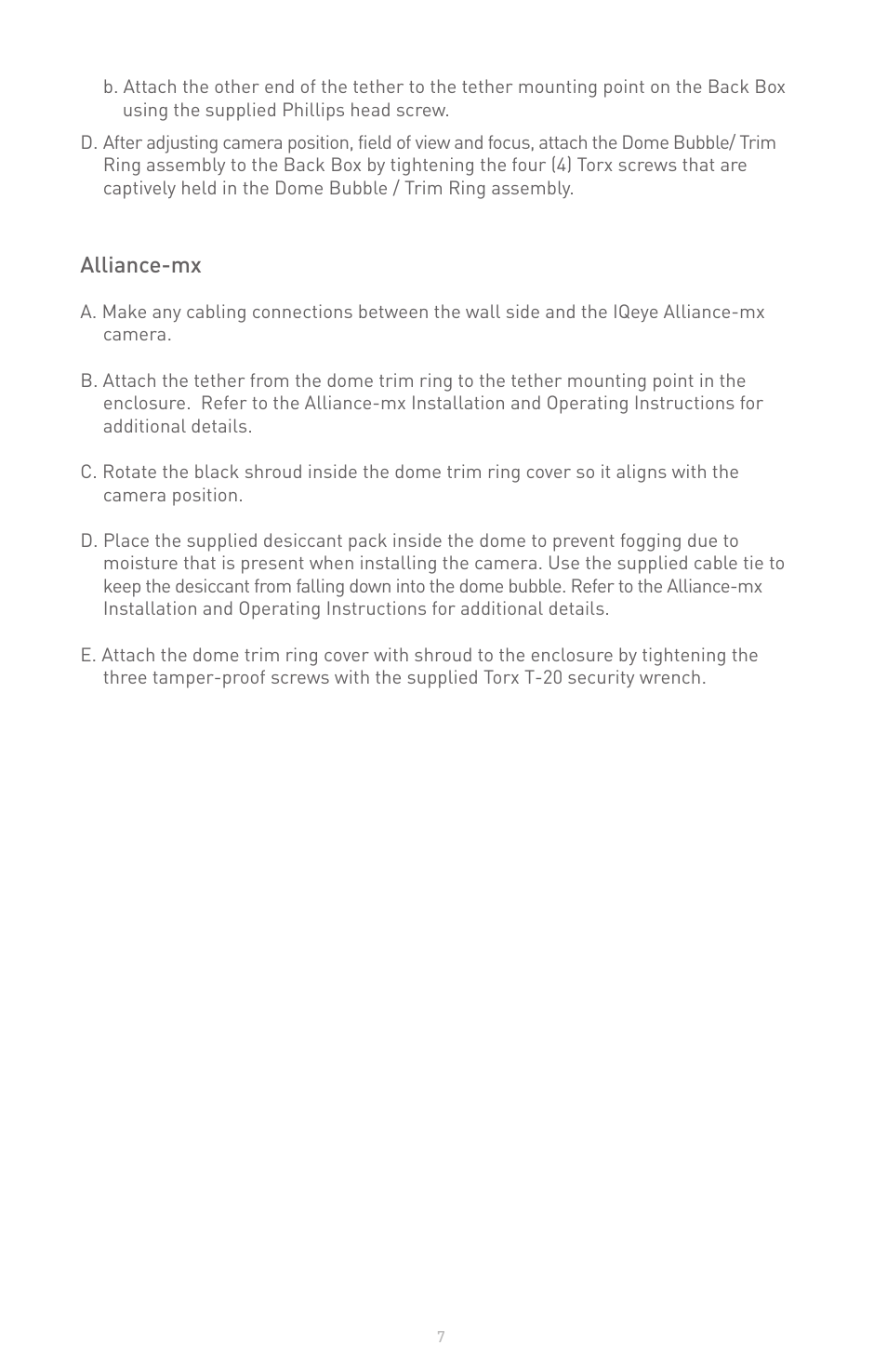 Alliance-mx | IQinVision Alliance-pro Backbox User Manual | Page 7 / 8