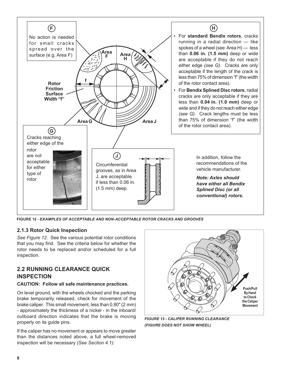 2 running clearance quick inspection | Ken Tool Bendix ADB22X-V Air Disc Brakes User Manual | Page 8 / 40