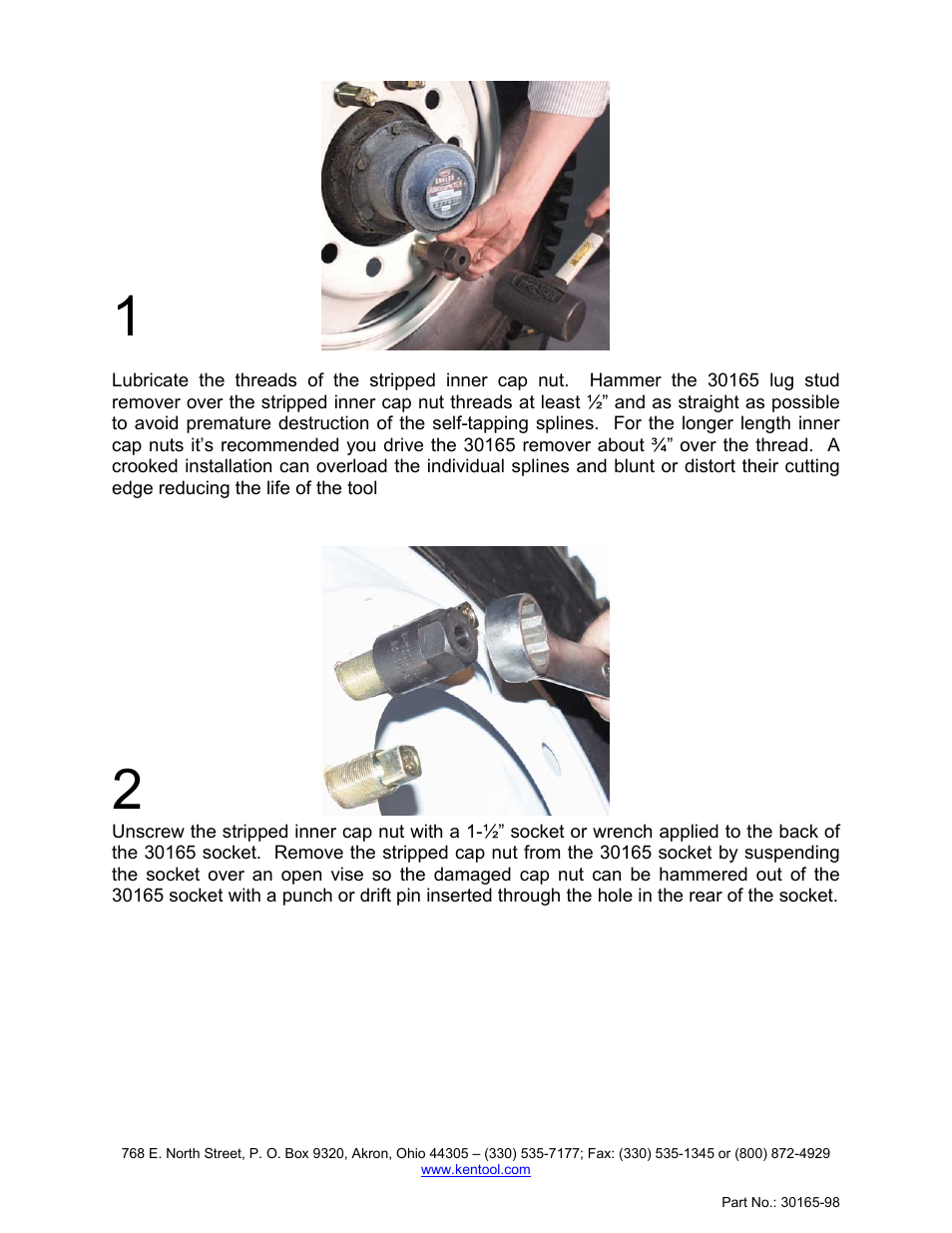 Ken Tool 30165 Dual Wheel Lug Stud User Manual | Page 2 / 2