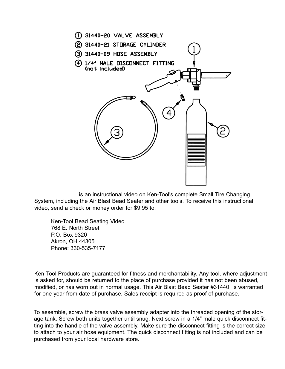 R eplacement parts / illustration | Ken Tool 31440 Bead Seater User Manual | Page 3 / 4