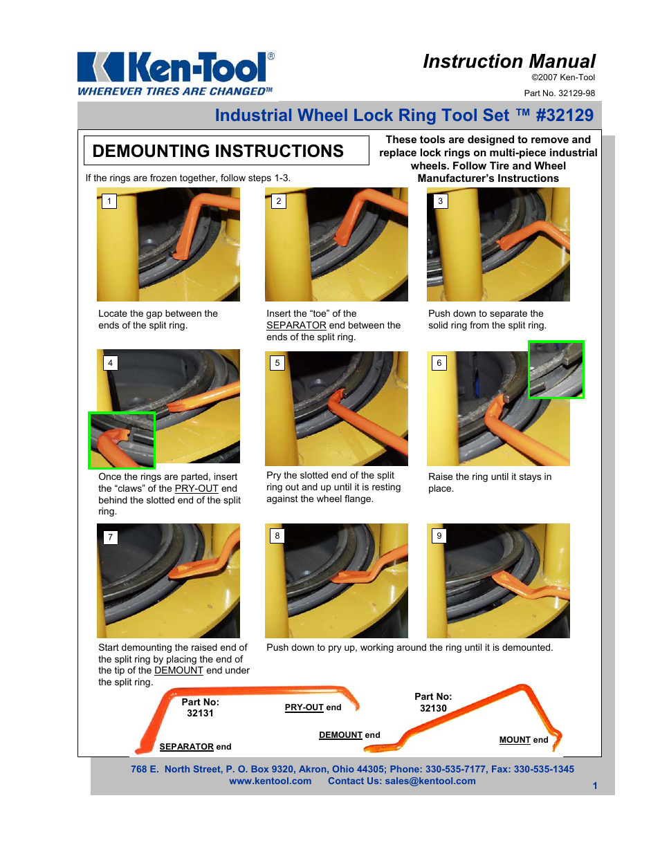 Ken Tool 32129-98 Industrial Wheel Lock Ring Tool User Manual | 3 pages