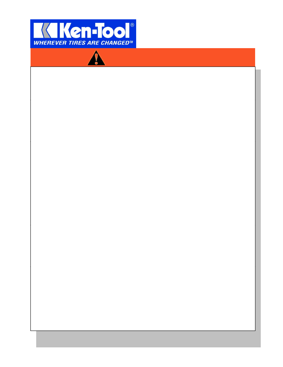 Warning, Instruction manual | Ken Tool 33195 Nineteen-Five Mount_Demount Tool Set User Manual | Page 3 / 3