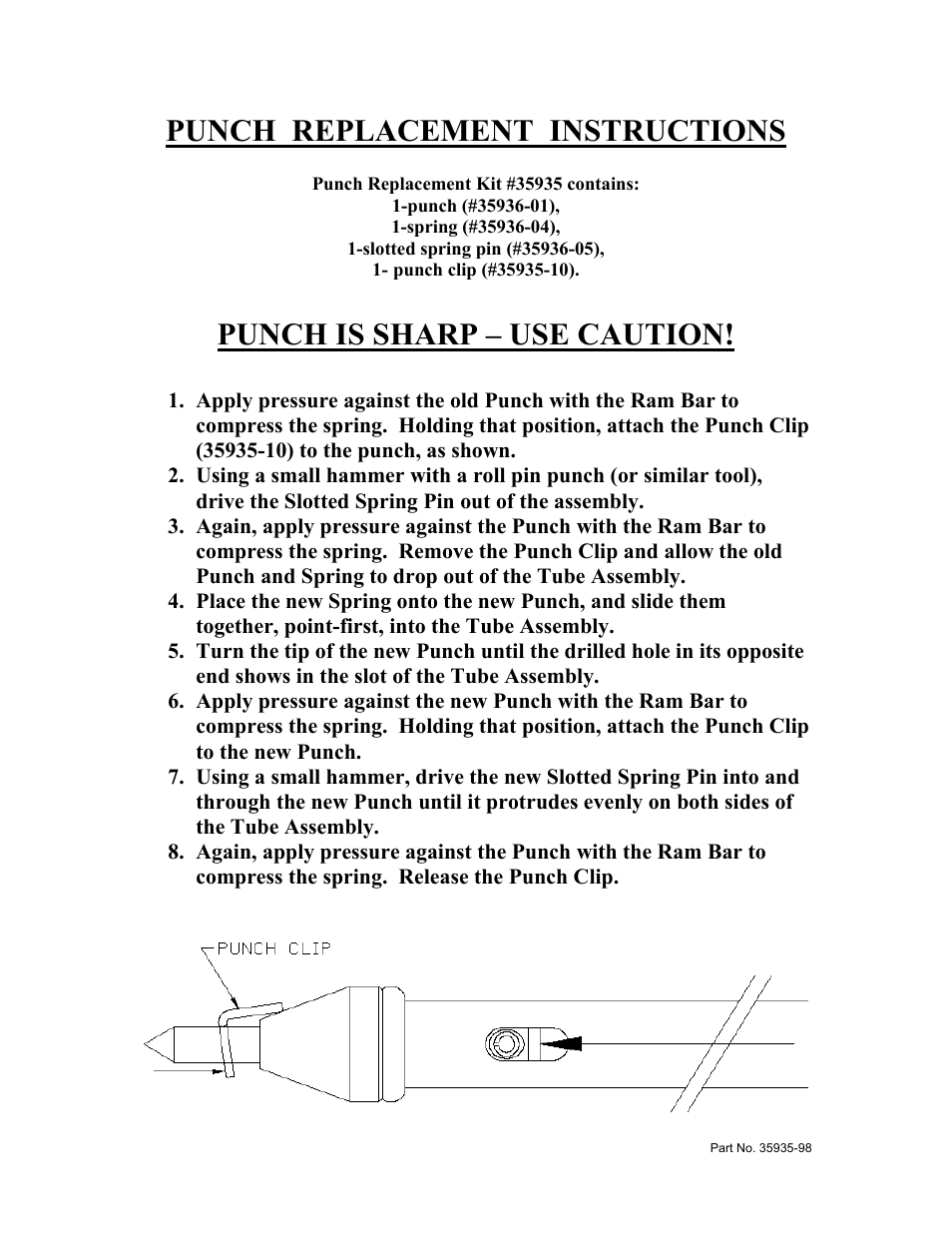 Ken Tool 35935 Punch Replacement User Manual | 1 page