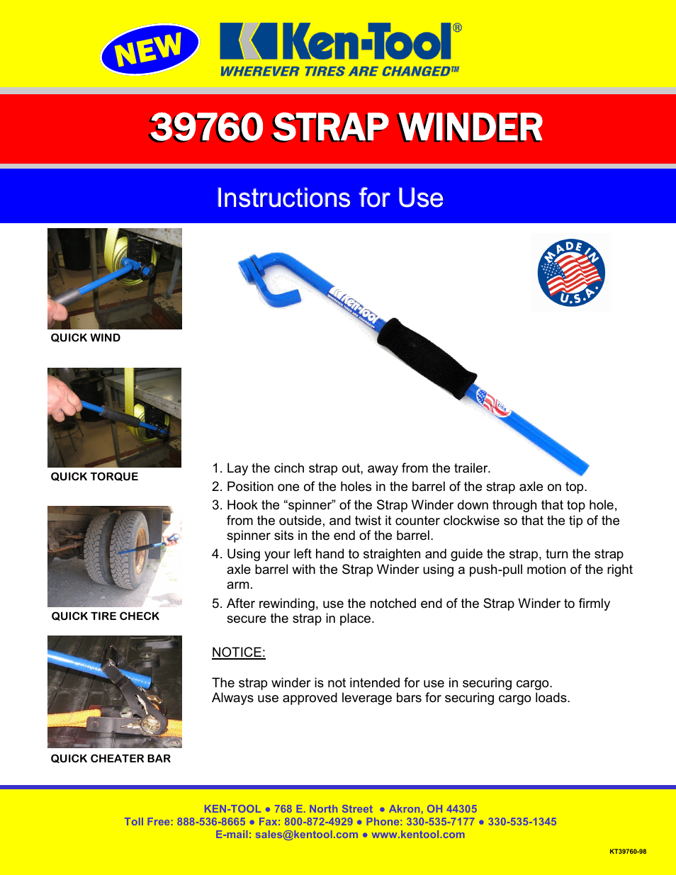 Ken Tool 39760-98 Strapwinder User Manual | 1 page