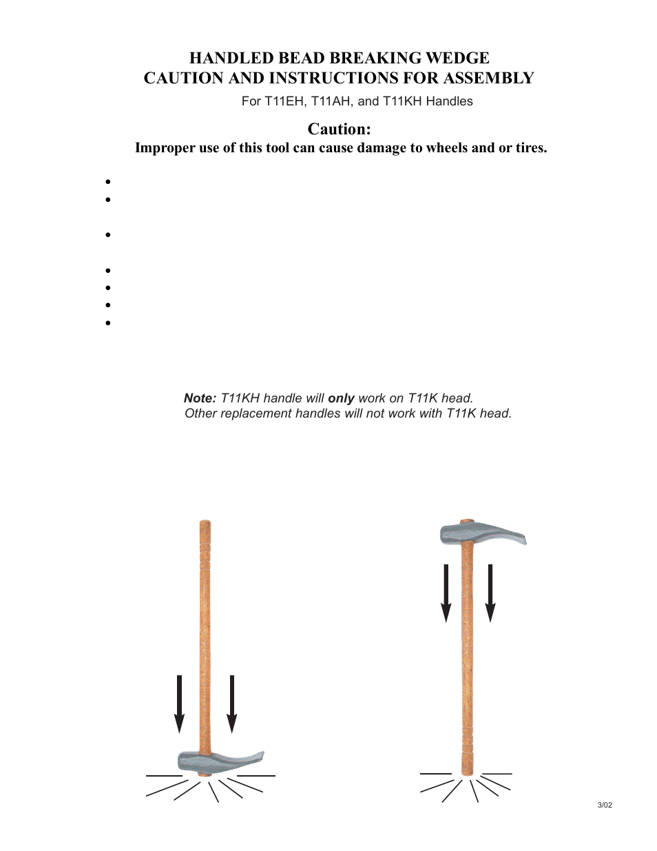 Ken Tool T11EH_T11AH_T11KH Handled Bead Breaking Wedges User Manual | 2 pages