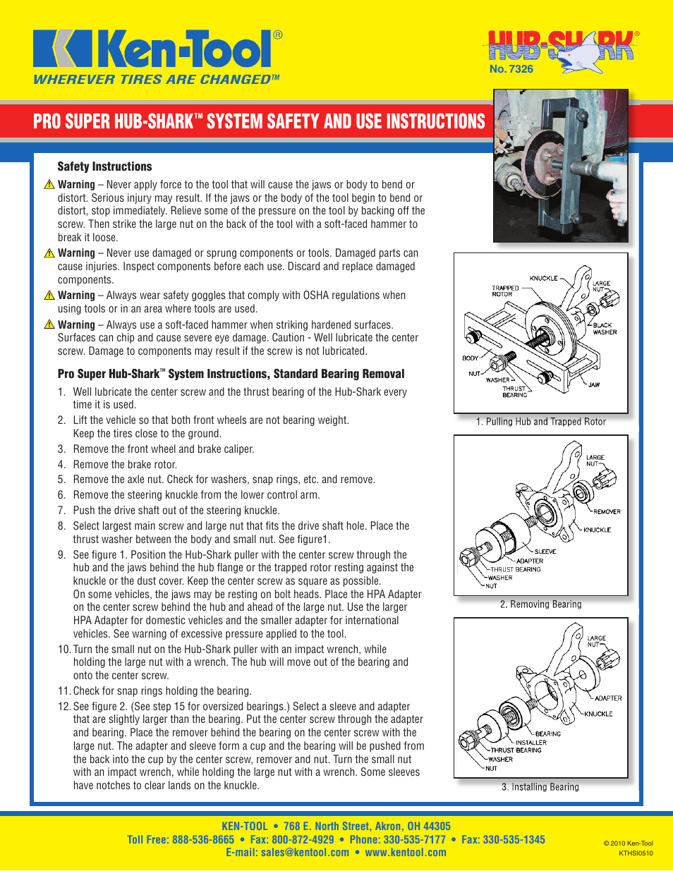 Ken Tool KTHSI0510 Pro Super Hub Shark User Manual | 2 pages