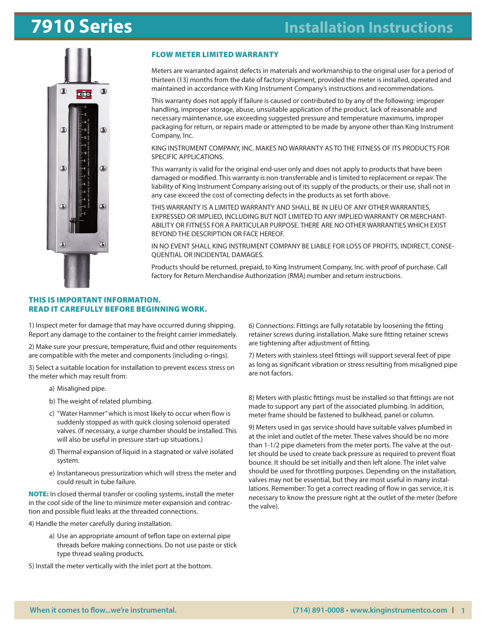 KING 7910 Series User Manual | 5 pages