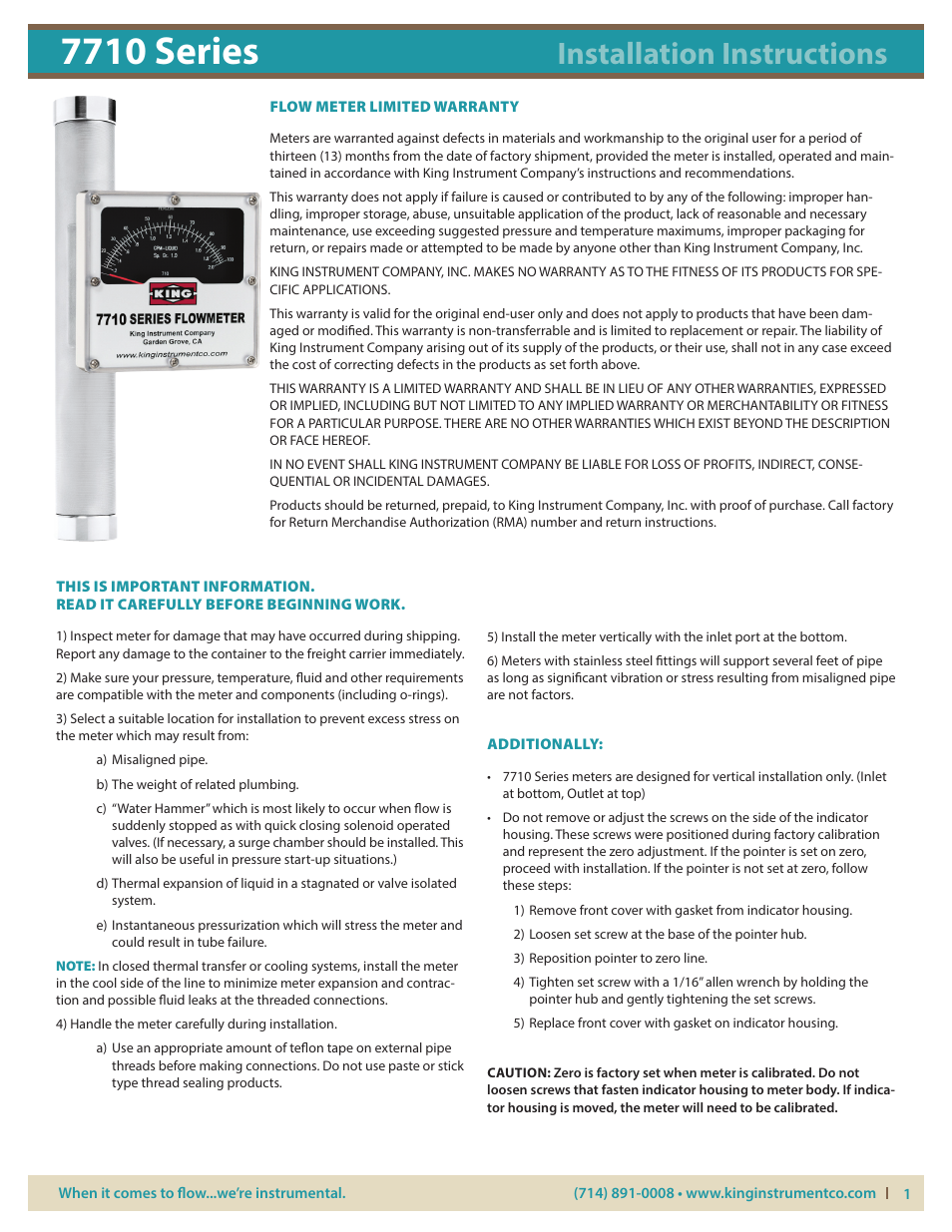 KING 7710 Series User Manual | 5 pages