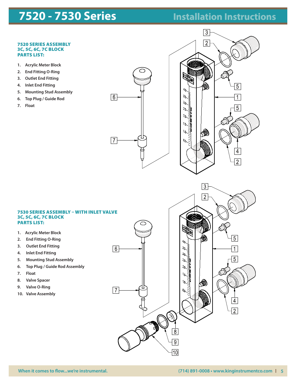 Installation instructions | KING 7520 - 7530 Series User Manual | Page 5 / 5