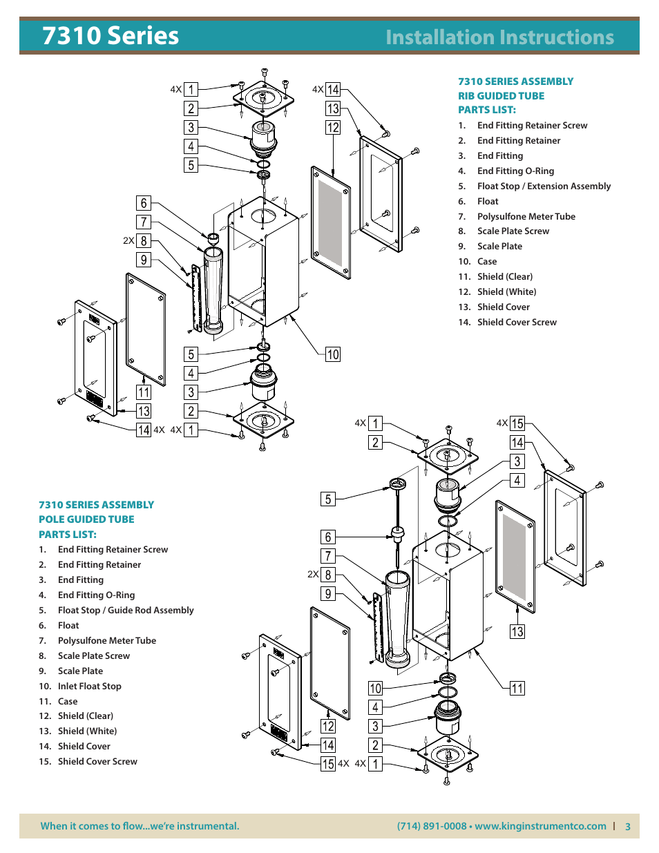 7310 series, Installation instructions | KING 7310 Series User Manual | Page 3 / 4