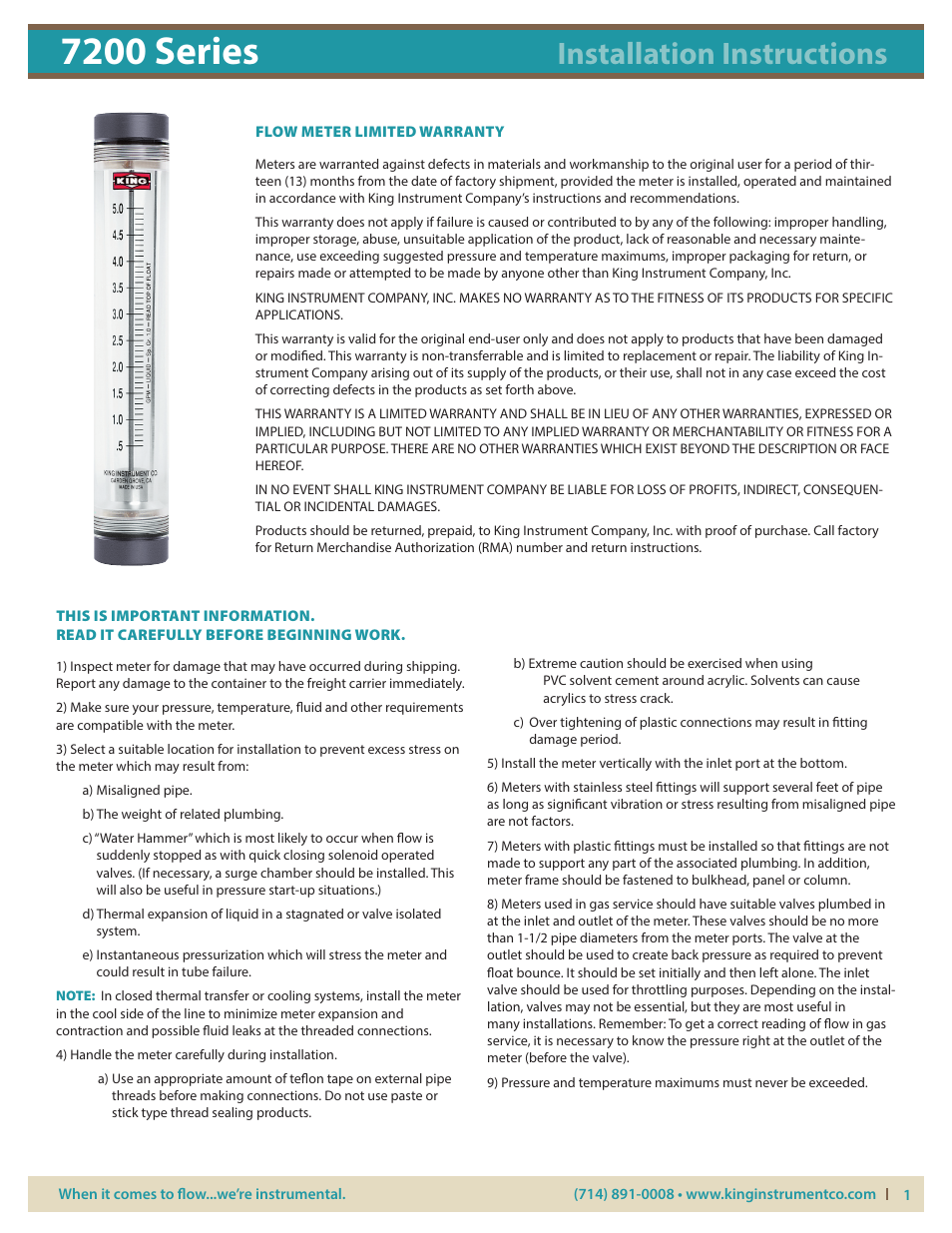 KING 7200 Series User Manual | 3 pages