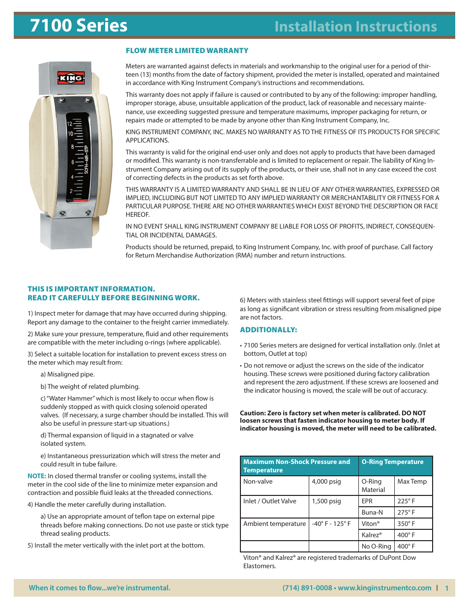 KING 7100 Series User Manual | 3 pages