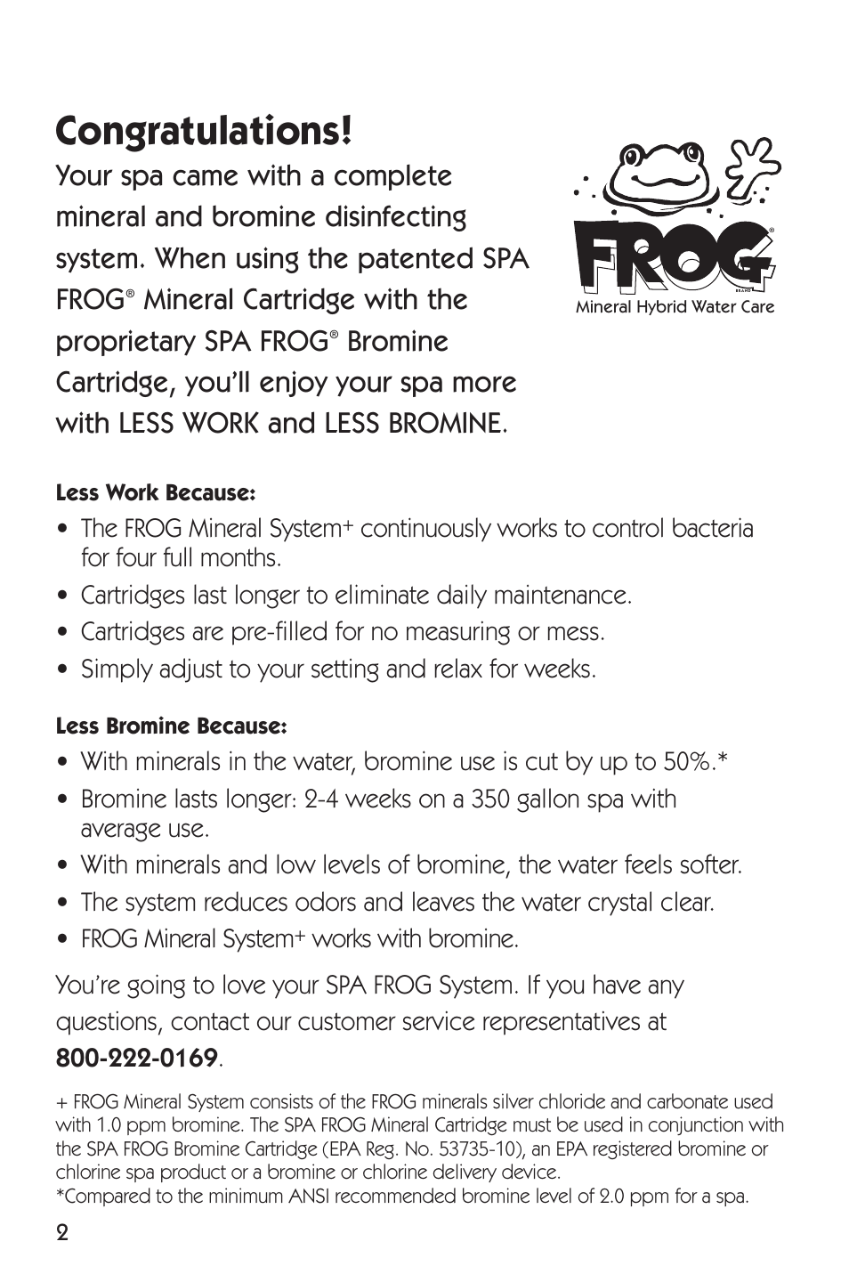 Mineral cartridge with the proprietary spa frog | King Technology SPA FROG In-Line System User Manual | Page 2 / 16