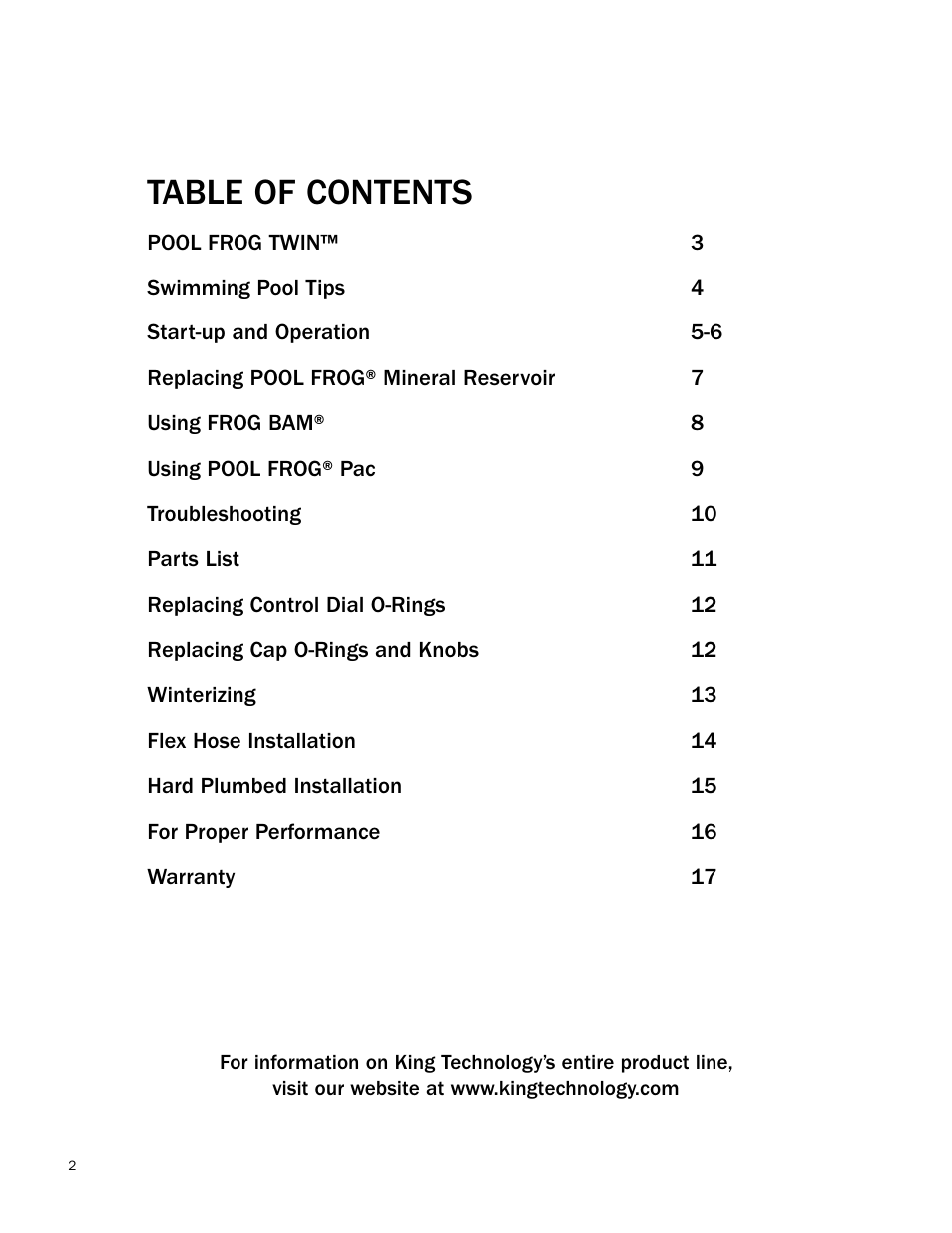 King Technology POOL FROG Twin User Manual | Page 2 / 17