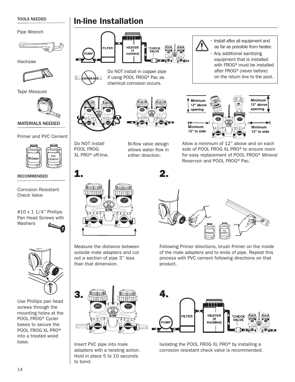 In-line installation | King Technology POOL FROG XL PRO User Manual | Page 14 / 16