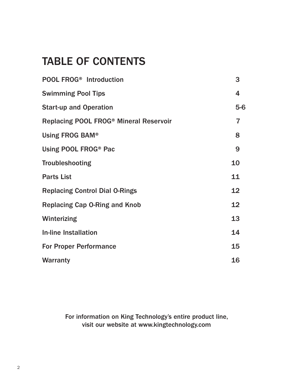 King Technology POOL FROG XL PRO User Manual | Page 2 / 16