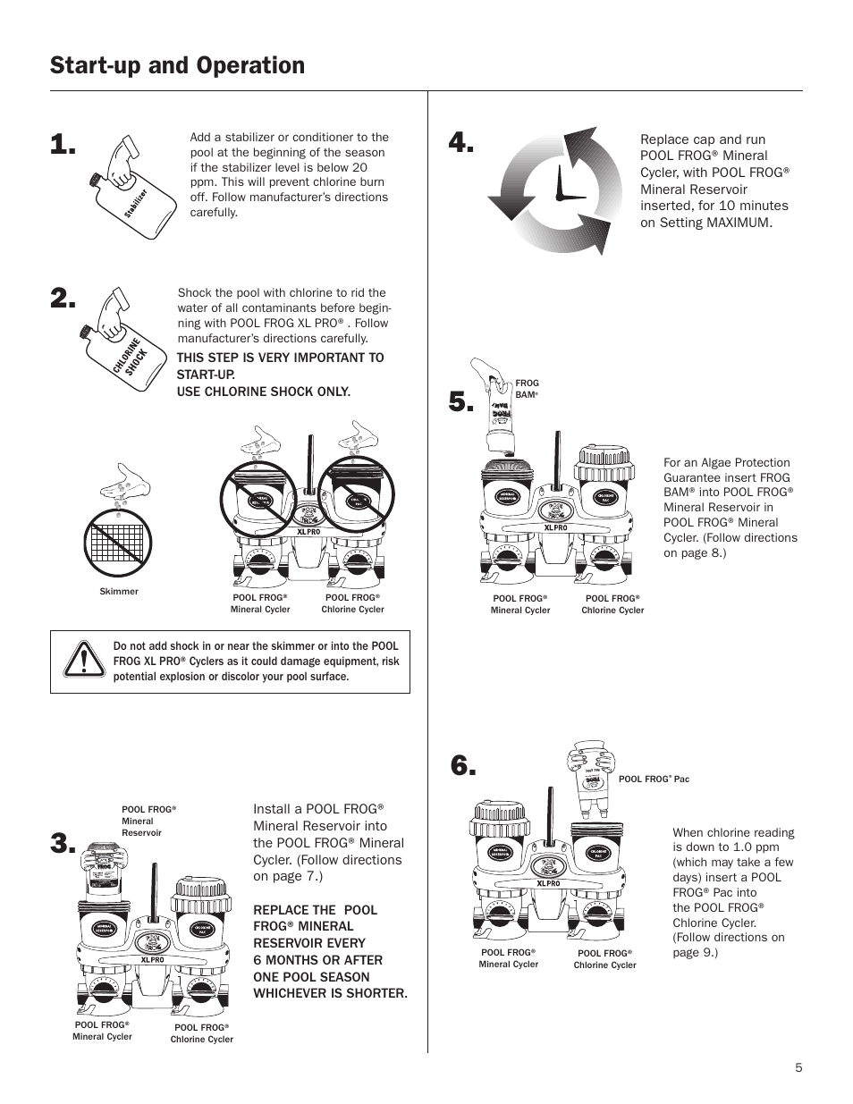 Start-up and operation | King Technology POOL FROG XL PRO User Manual | Page 5 / 16