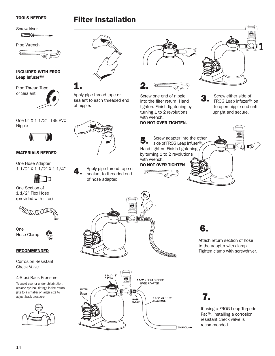 Filter installation | King Technology FROG Leap Model 7800 User Manual | Page 14 / 16