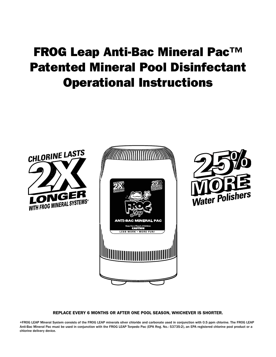 King Technology FROG Leap Anti-Bac Mineral Pac User Manual | 4 pages