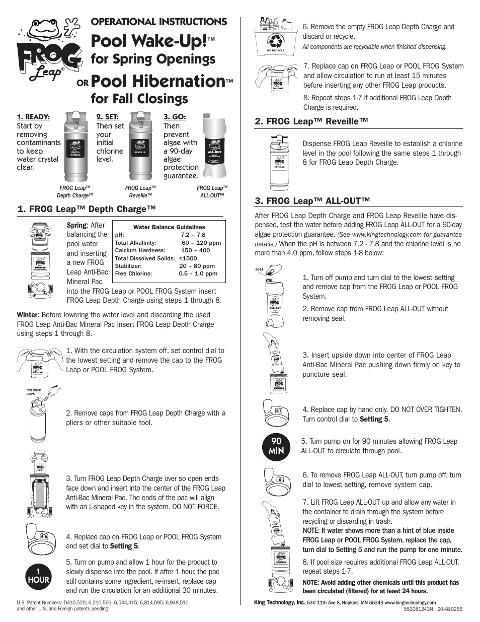 King Technology FROG Leap Pool Wake-Up!/Pool Hibernation User Manual | 1 page