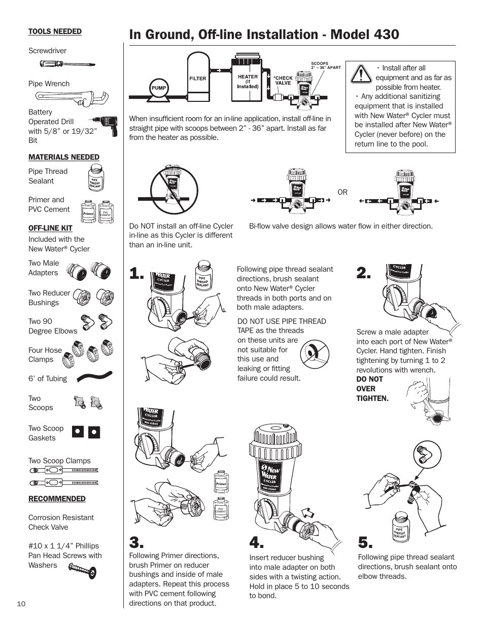 In ground, off-line installation - model 430 | King Technology New Water Models 400/430 User Manual | Page 10 / 18