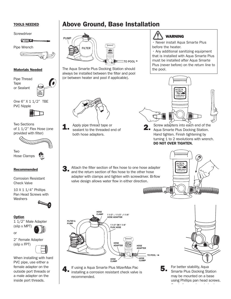 Above ground base installation, Above ground, base installation | King Technology Aqua Smarte Plus Mineral Dispensing System Model 7700 User Manual | Page 15 / 16