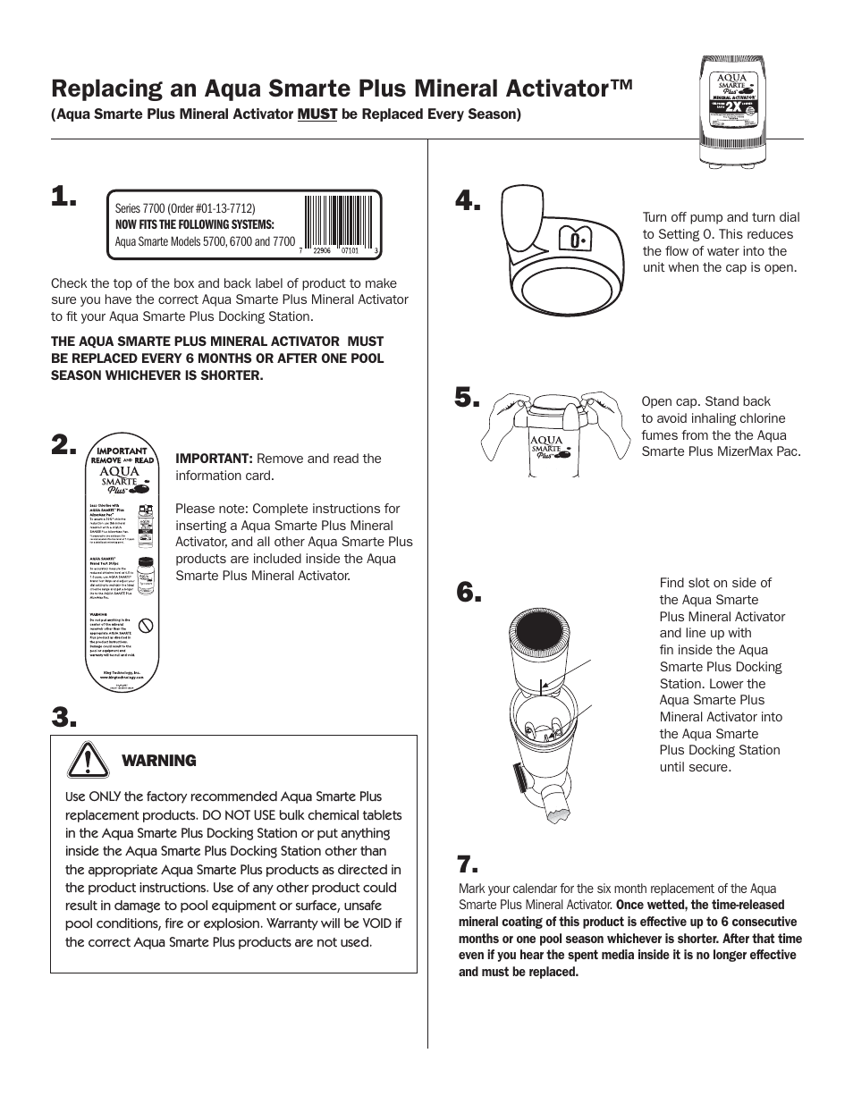 Replacing mineral activator, Replacing an aqua smarte plus mineral activator | King Technology Aqua Smarte Plus Mineral Dispensing System Model 7700 User Manual | Page 7 / 16