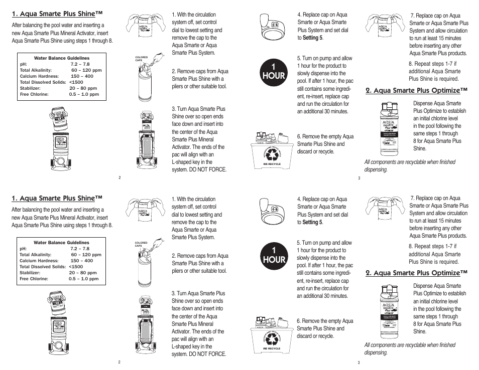 1hour 1 hour | King Technology Aqua Smarte Plus Pool Awake! User Manual | Page 2 / 2