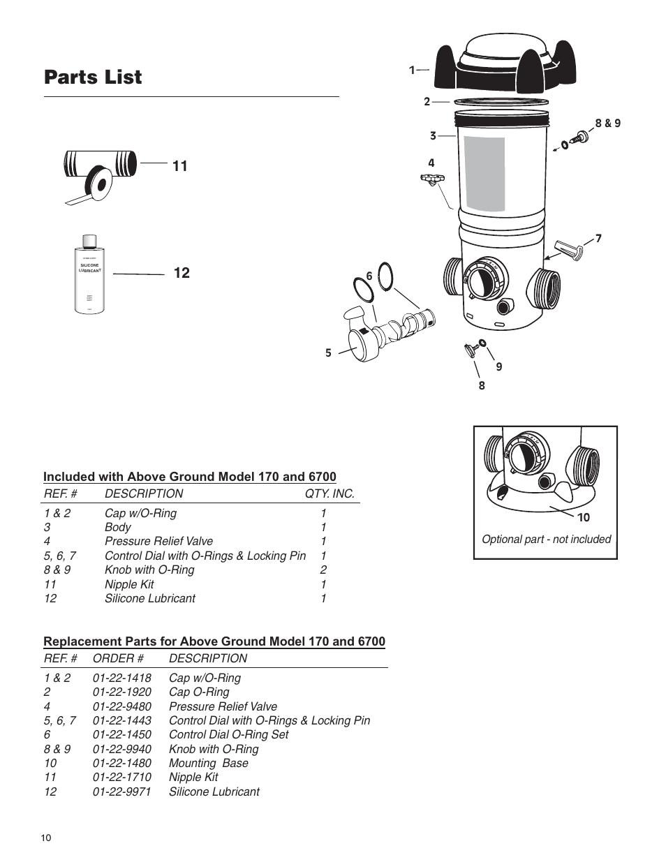 Parts list | King Technology Prevail System User Manual | Page 10 / 13