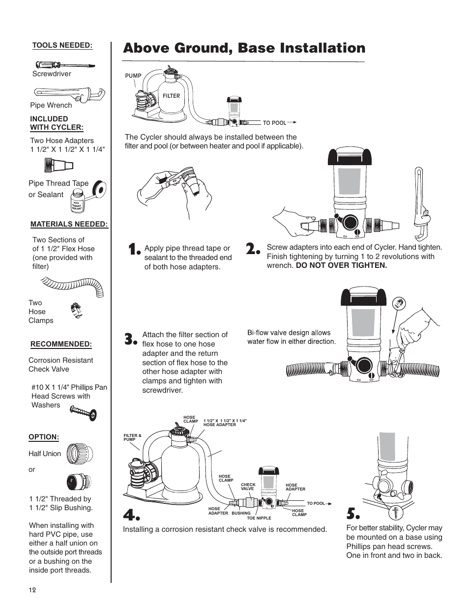Above ground base installation, Above ground, base installation | King Technology Prevail System User Manual | Page 12 / 13