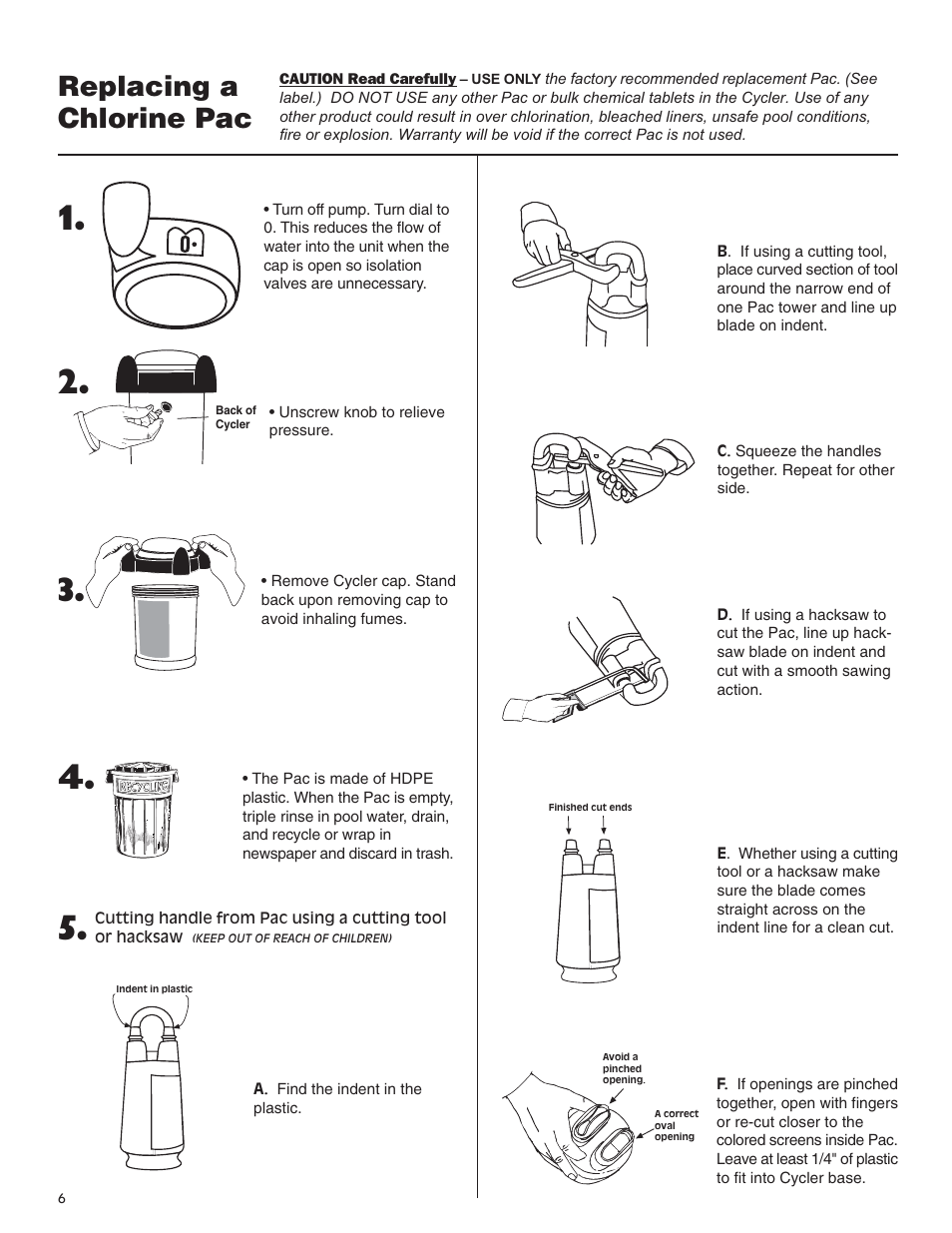 Replacing a chlorine pac 1, Replacing a chlorine pac | King Technology Prevail System User Manual | Page 6 / 13