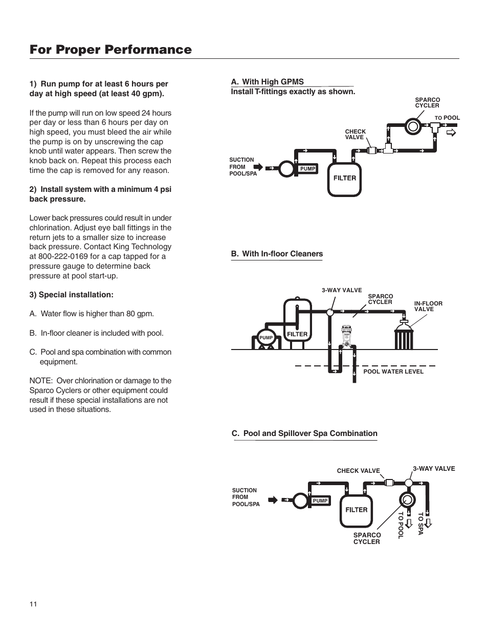 For proper performance | King Technology Sparco System User Manual | Page 11 / 12