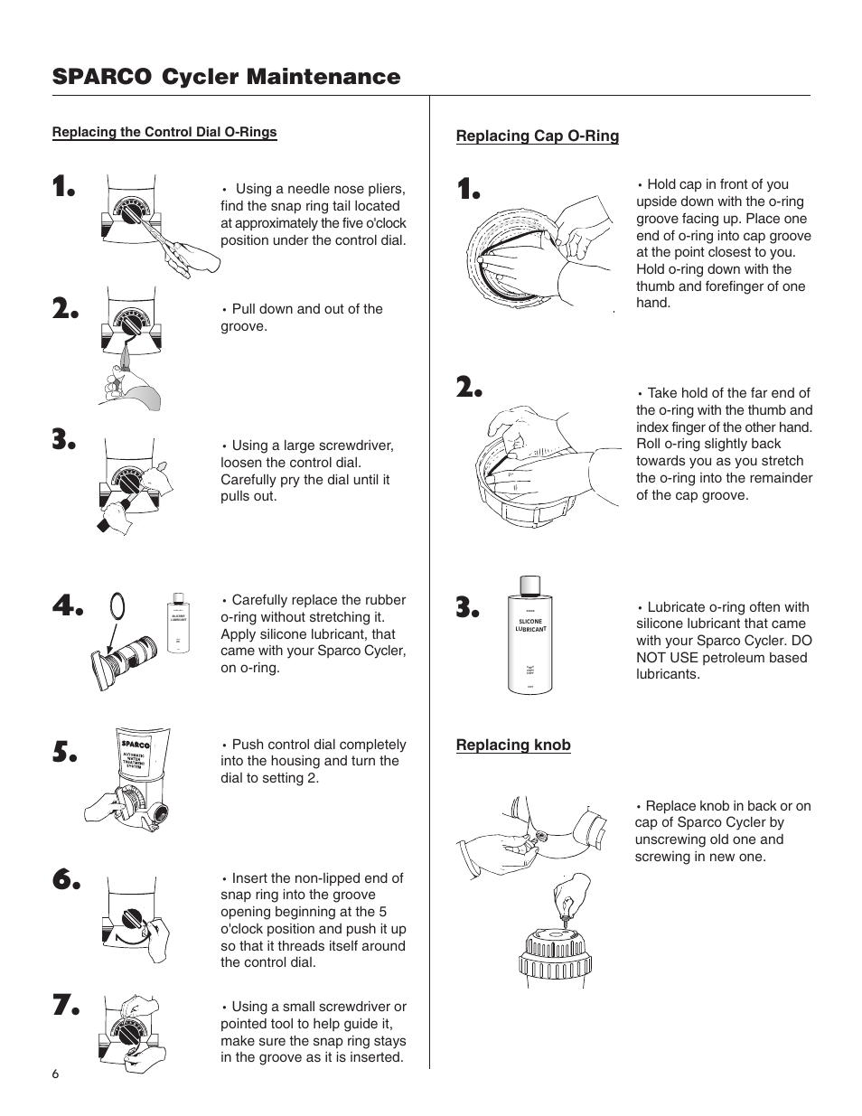 Maintenance, Sparco, Cycler maintenance | King Technology Sparco System User Manual | Page 6 / 12