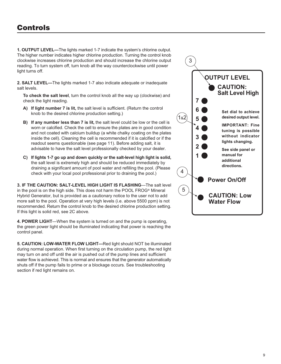 Controls | King Technology POOL FROG Mineral Hybrid System Analog User Manual | Page 9 / 20